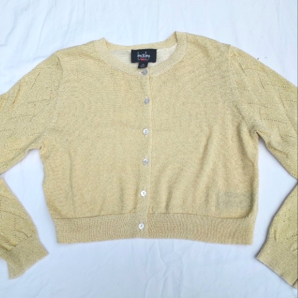 Girls Gold Sparkle Button Down Sweater NWT